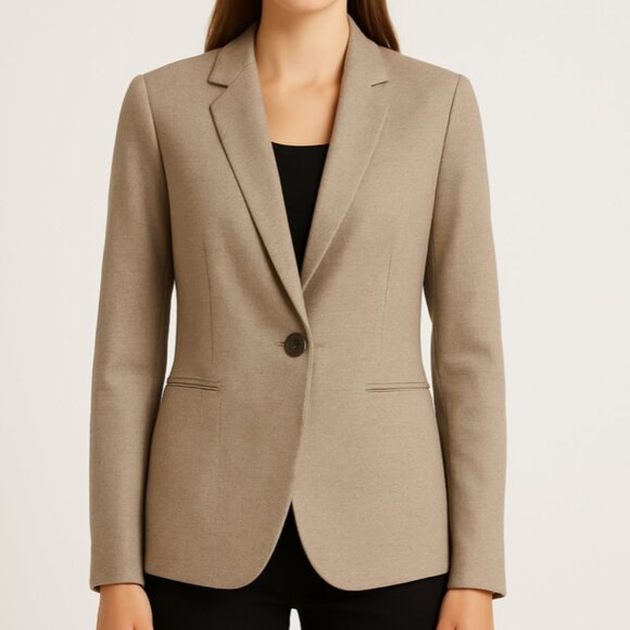 CYNTHIA ROWLEY Taupe Knit Blazer Jacket Career Stretch Size S - Picture 1 of 8